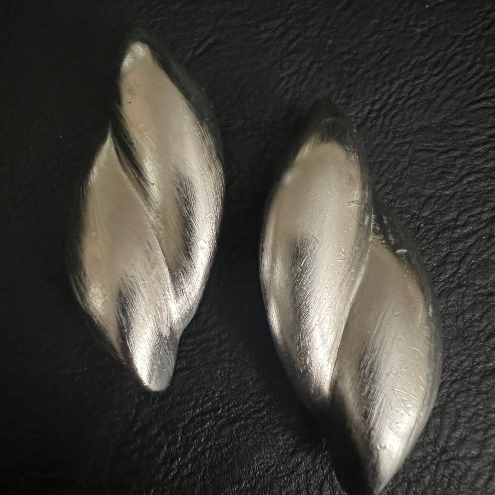 Jay Feinberg Vintage Silver Tone Sculptural Clip On Earrings Size 2" Minimalist